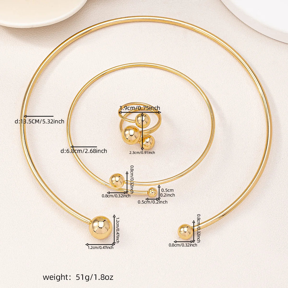 Beads Gold-plated Ring Bracelet Necklace