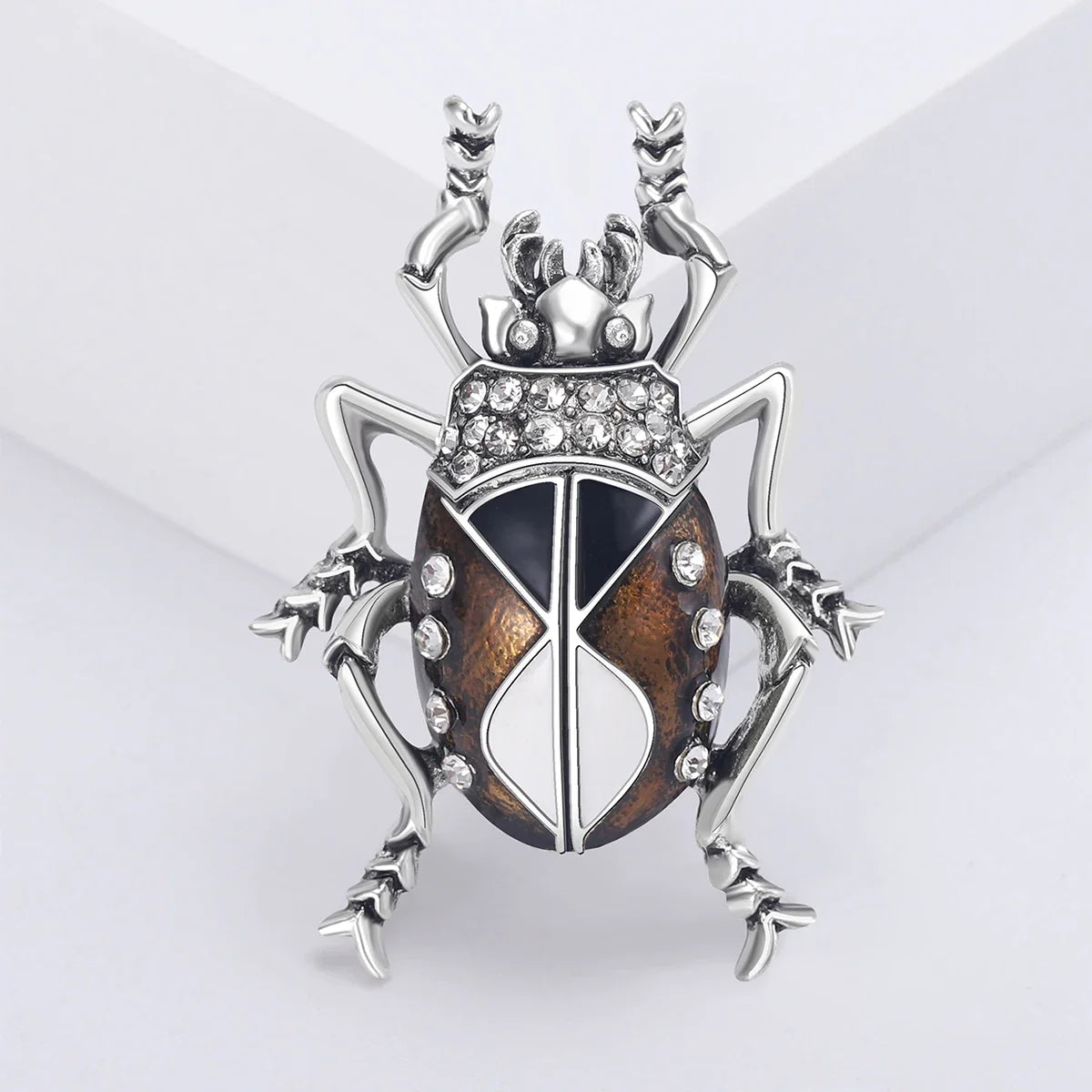 Rhinestone Insect Brooch Unisex Pearl Beetle Pin