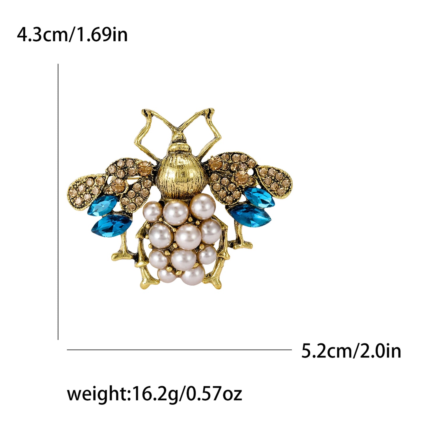 Rhinestone Insect Brooch Unisex Pearl Beetle Pin