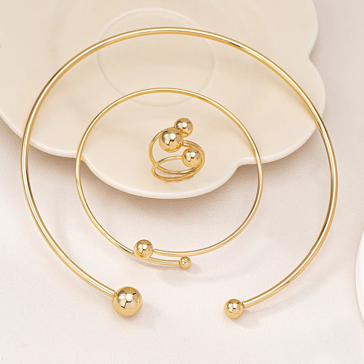 Beads Gold-plated Ring Bracelet Necklace