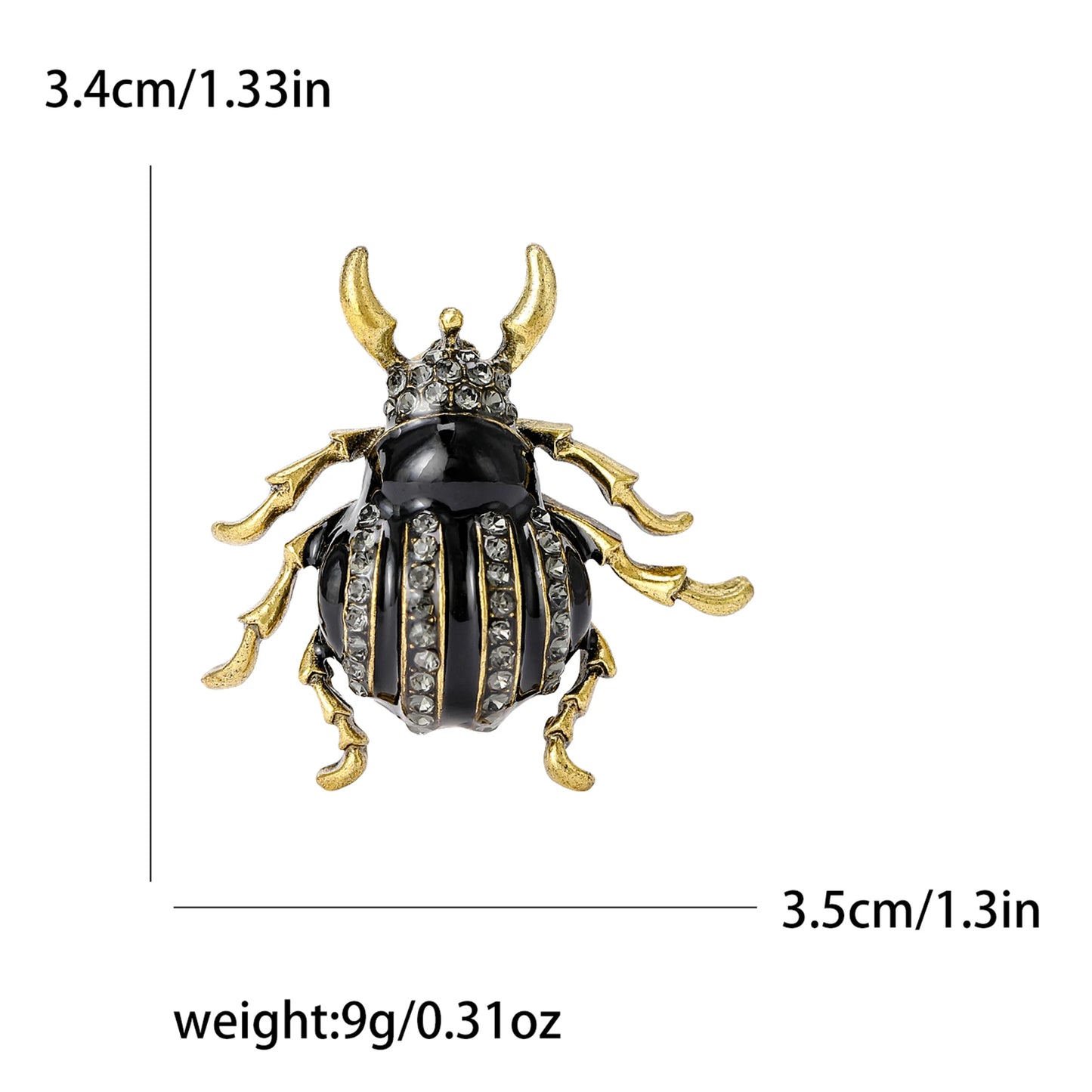Rhinestone Insect Brooch Unisex Pearl Beetle Pin