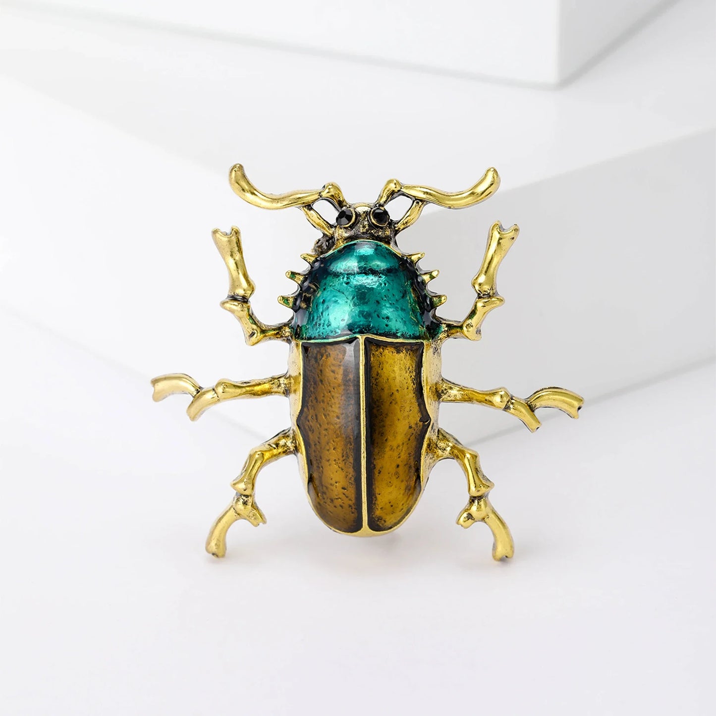 Rhinestone Insect Brooch Unisex Pearl Beetle Pin