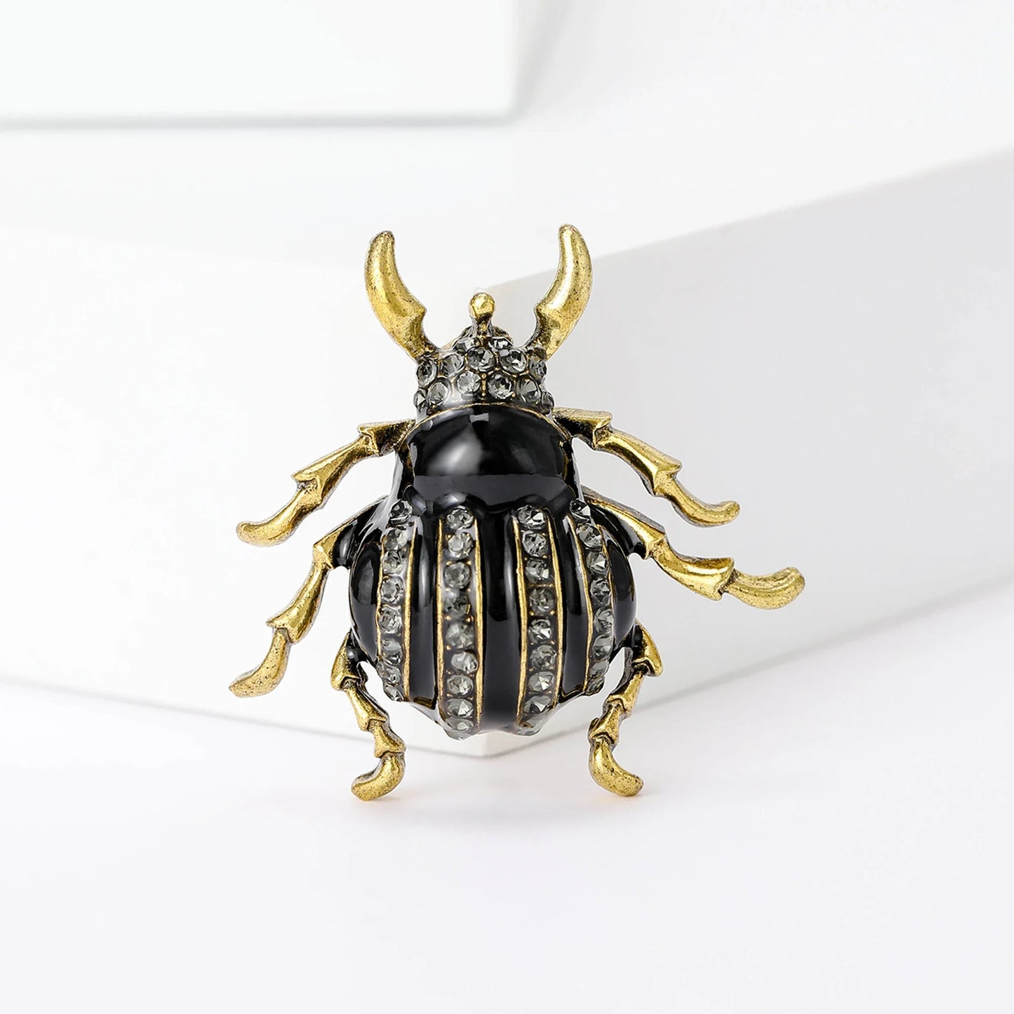 Rhinestone Insect Brooch Unisex Pearl Beetle Pin