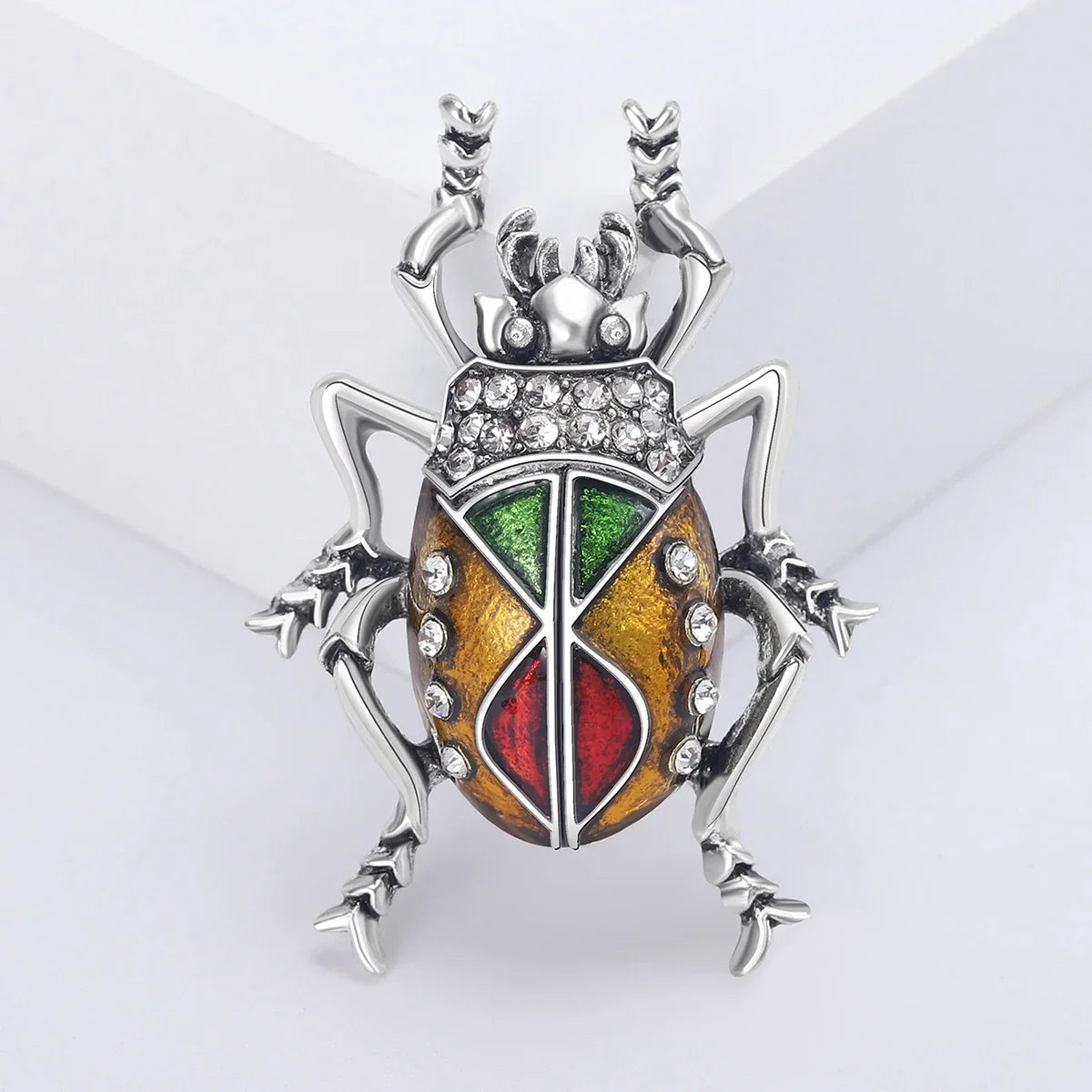 Rhinestone Insect Brooch Unisex Pearl Beetle Pin