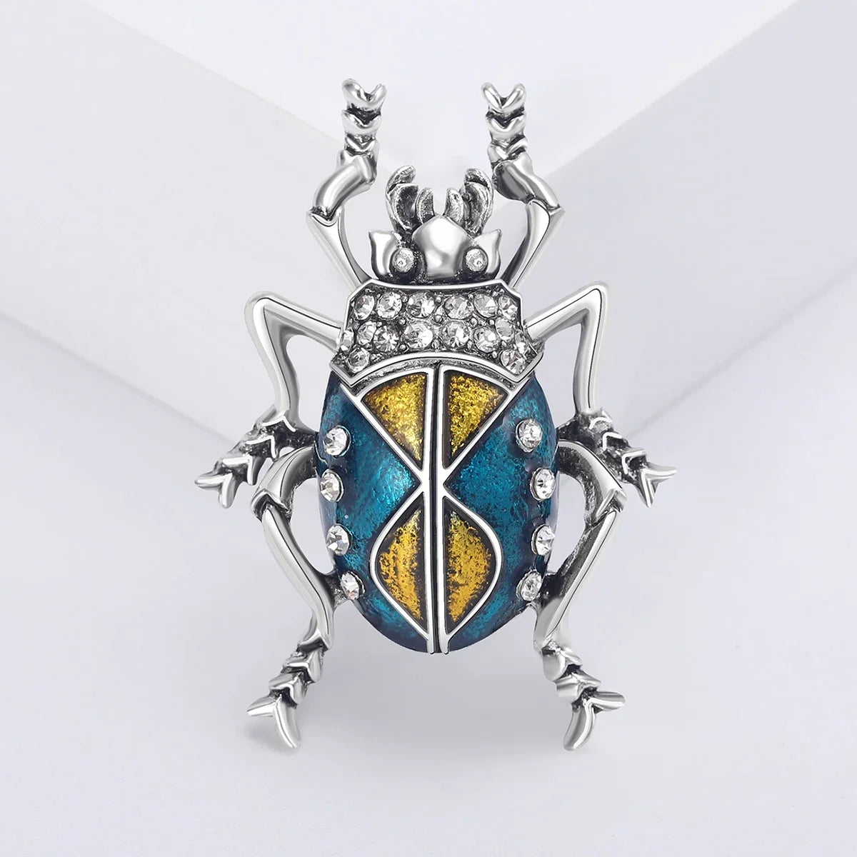 Rhinestone Insect Brooch Unisex Pearl Beetle Pin