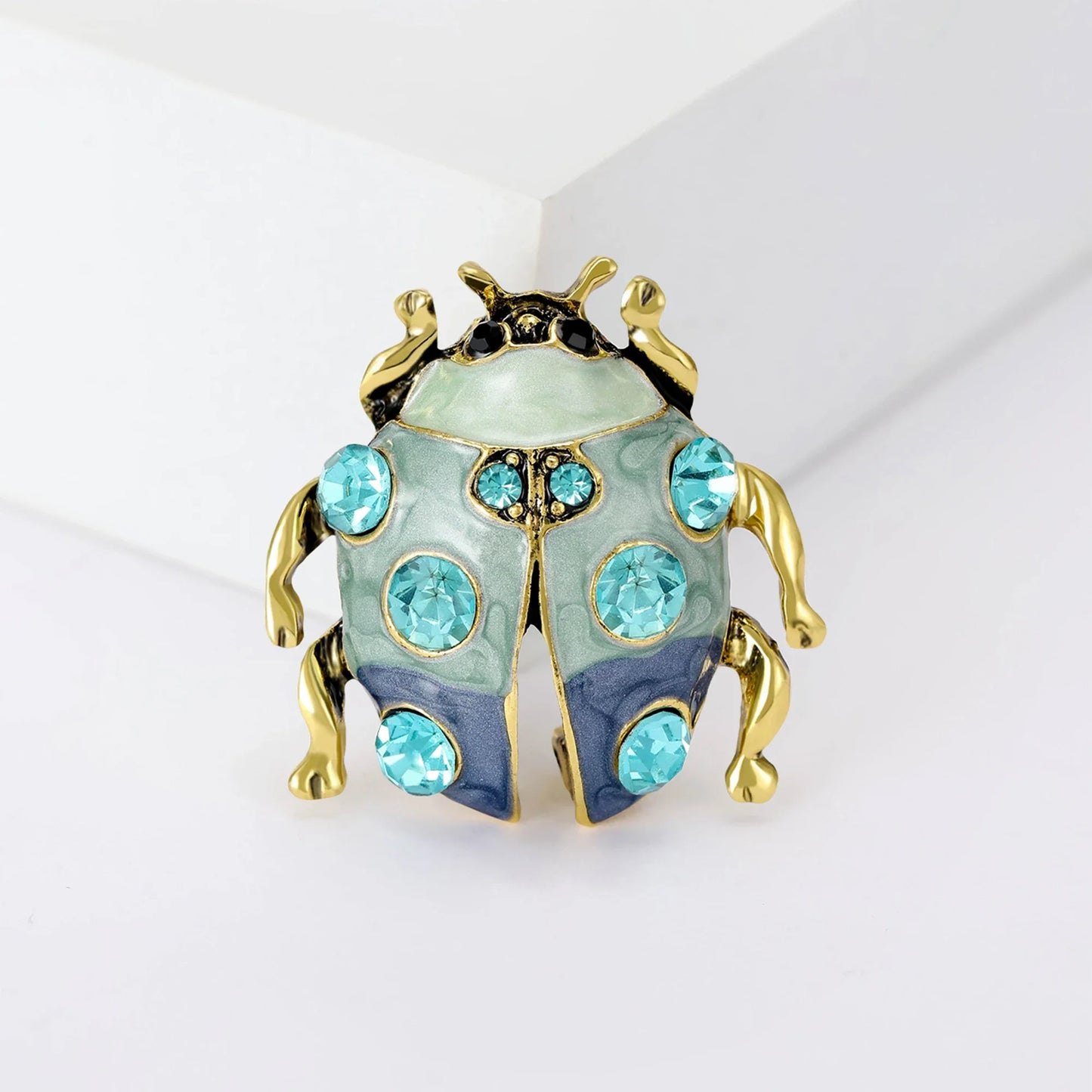 Rhinestone Insect Brooch Unisex Pearl Beetle Pin