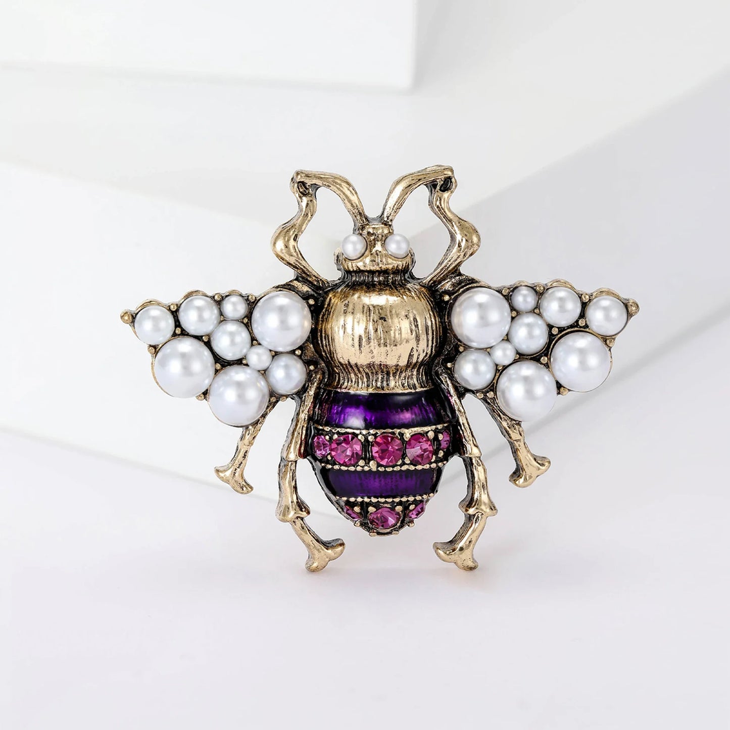 Rhinestone Insect Brooch Unisex Pearl Beetle Pin