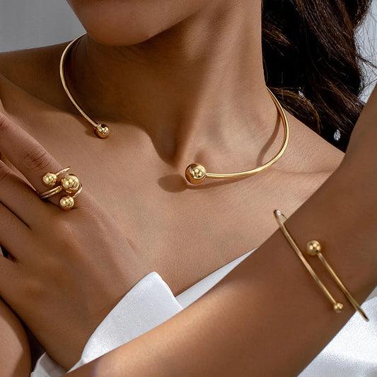 Beads Gold-plated Ring Bracelet Necklace
