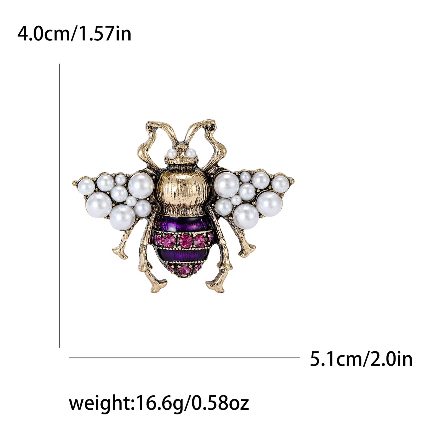 Rhinestone Insect Brooch Unisex Pearl Beetle Pin
