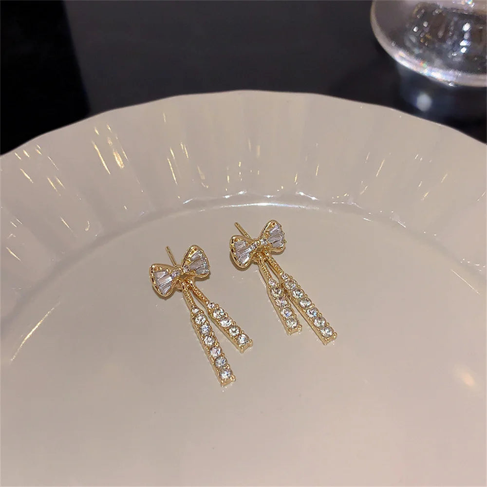 Zircon Bow Earrings